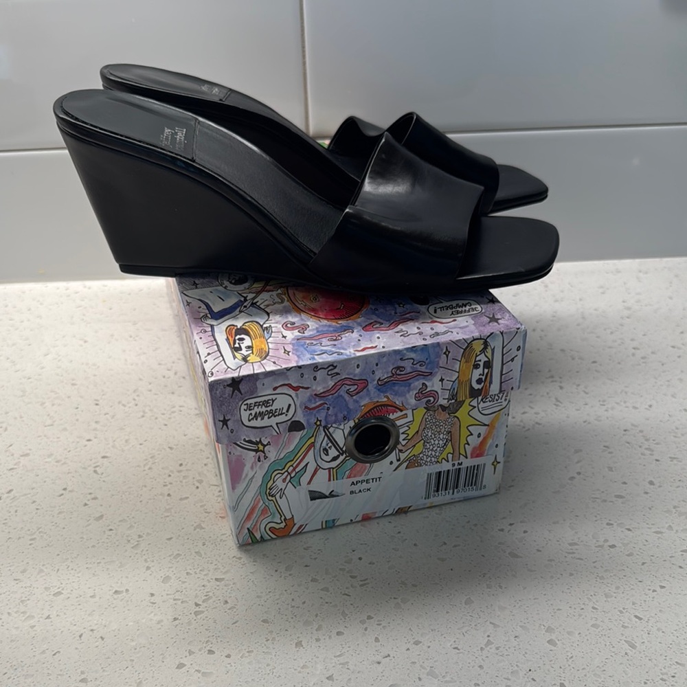 Jeffrey Campbell Black Mules Sleek Minimalist Design